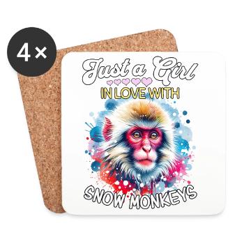 Snow Monkey Girl Snow Monkey - Coasters (set of 4) - white - Front
