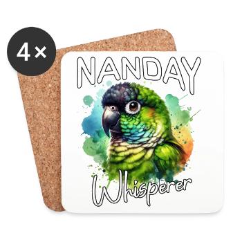 Le Murmureur de Perruches de Nanday - Dessous de verre (lot de 4) - blanc - Devant