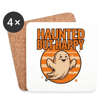 Cute Ghost Halloween – Haunted But Happy - Coasters (set of 4) - white - Front