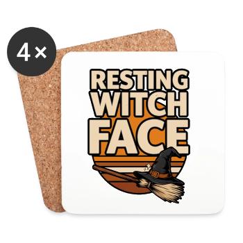 Witch Halloween – Visage de sorcière au repos - Dessous de verre (lot de 4) - blanc - Devant