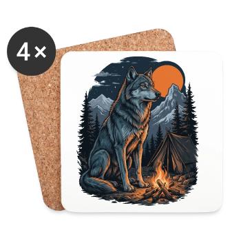 Hiking Wolf – Outdoor-Abenteuer - Untersetzer (4er-Set) - Weiß - Vorne