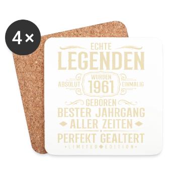 Jahrgang 1961 Geburtstag Absolut Einmalig - Untersetzer (4er-Set) - Weiß - Vorne