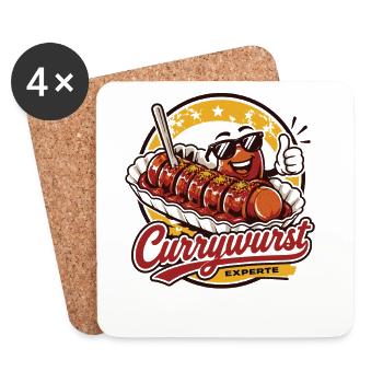 Currywurst Geht Immer | Fast Food Kult - Untersetzer (4er-Set) - Weiß - Vorne