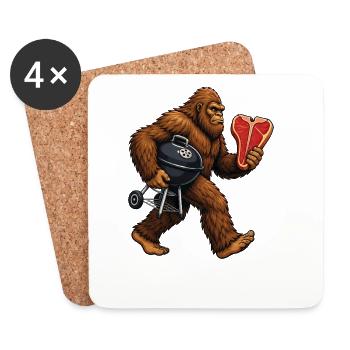 Bigfoot grillen, Sasquatch BBQ - Untersetzer (4er-Set) - Weiß - Vorne