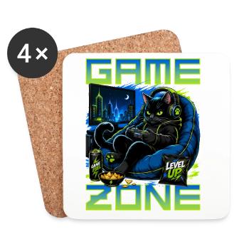 Gamer Gaming Cat Video Game - Untersetzer (4er-Set) - Weiß - Vorne