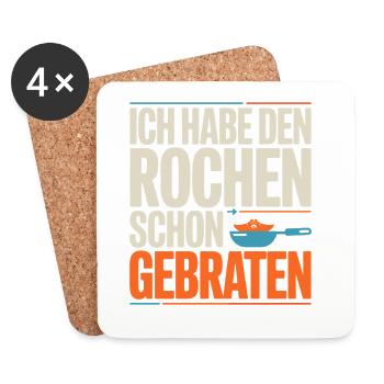 Rochen Schon Gebraten Stachelrochen Manta Rochen - Untersetzer (4er-Set) - Weiß - Vorne