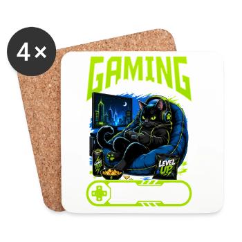Gamer Gaming Cat Video Game - Untersetzer (4er-Set) - Weiß - Vorne