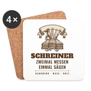 Schreiner Zweimal Messen Einmal Sägen Tischler - Untersetzer (4er-Set) - Weiß - Vorne