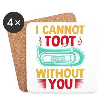 Euphonium Cannot Toot Without You Baritone - Untersetzer (4er-Set) - Weiß - Vorne