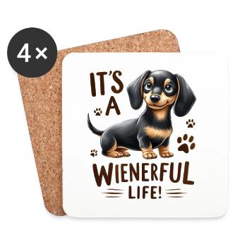 Wienerful Life Dackel lustige Hundedesign-Merch - Untersetzer (4er-Set) - Weiß - Vorne