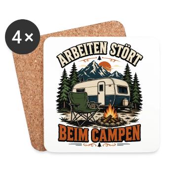 Arbeiten stört beim Campen – Camper Spruch - Untersetzer (4er-Set) - Weiß - Vorne