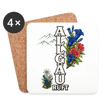 Allgäu ruft – Berge, Blumen und Heimatliebe - Untersetzer (4er-Set) - Weiß - Vorne