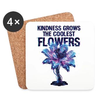 Freundlichkeit Lässt Die Coolsten Blumen Wachsen - Untersetzer (4er-Set) - Weiß - Vorne