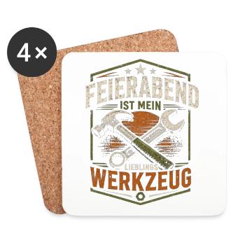 Feierabend ist mein Lieblingswerkzeug Handwerker - Untersetzer (4er-Set) - Weiß - Vorne