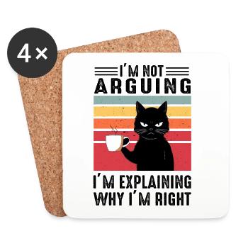 Im Not Arguing Retro Cat - Untersetzer (4er-Set) - Weiß - Vorne