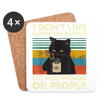 Vintage Cat Morning People Retro - Untersetzer (4er-Set) - Weiß - Vorne