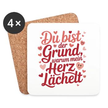  Du Bist Der Grund Warum Mein Herz Lächelt Liebes - Untersetzer (4er-Set) - Weiß - Vorne