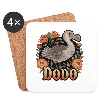  DODO Dodo Vogel Retro Blumen Ausgestorbenes Tier - Untersetzer (4er-Set) - Weiß - Vorne