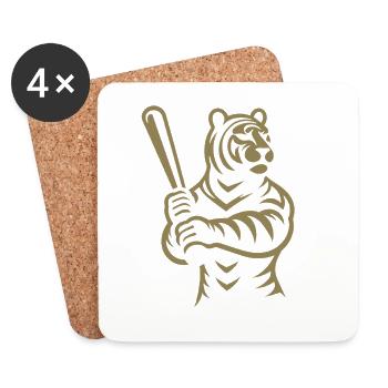 Silhouette minimaliste du joueur de baseball Tiger - Dessous de verre (lot de 4) - blanc - Devant