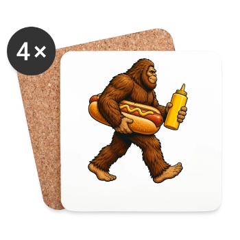 Bigfoot-Hotdog zum 4. Juli – Lustiger Hotdog mit B - Untersetzer (4er-Set) - Weiß - Vorne