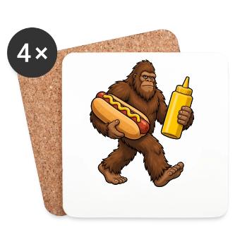 4th of July Bigfoot Hot Dog – Fun Hot Dog with B - Coasters (set of 4) - white - Front