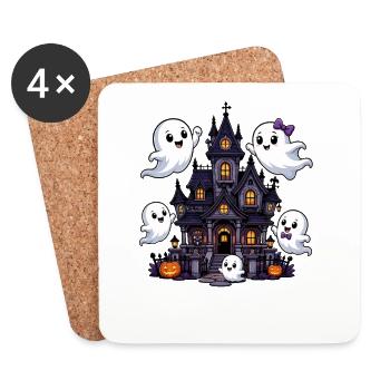 Haunted House of Friendly Ghosts - Coasters (set of 4) - white - Front