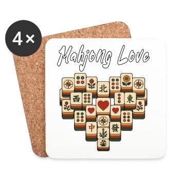 Mahjong Love Chinese Game Social Club - Coasters (set of 4) - white - Front