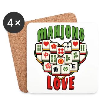 Mahjong Game Social Club Love Mahjong - Coasters (set of 4) - white - Front