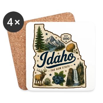 Idaho The Gem State Vintage Travel Aufkleber - Untersetzer (4er-Set) - Weiß - Vorne