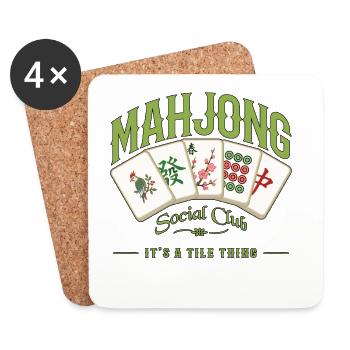 Mahjong-Spiel Sozialclub-Mahjong-Spieler - Untersetzer (4er-Set) - Weiß - Vorne