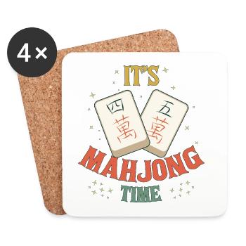 Mahjong-Spiel-Sozialclub Es ist Mahjong-Zeit - Untersetzer (4er-Set) - Weiß - Vorne