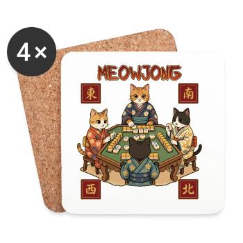 Mahjong Game Social Club Meowjong Cat Cute - Coasters (set of 4) - white - Front