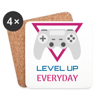 Level Up Everyday Gamer - Untersetzer (4er-Set) - Weiß - Vorne