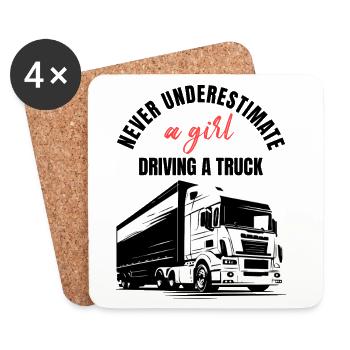 Girl Truck Driver - Coasters (set of 4) - white - Front