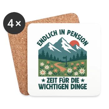 Pension Retro Berge Zeit zu Wandern - Untersetzer (4er-Set) - Weiß - Vorne