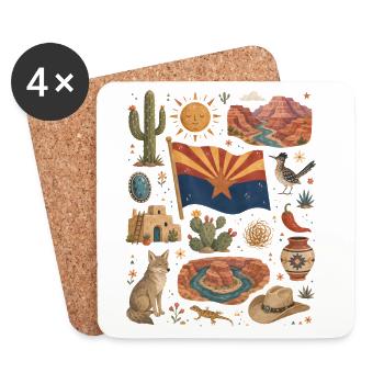 Arizona | Desert, Canyons & Freedom - Coasters (set of 4) - white - Front