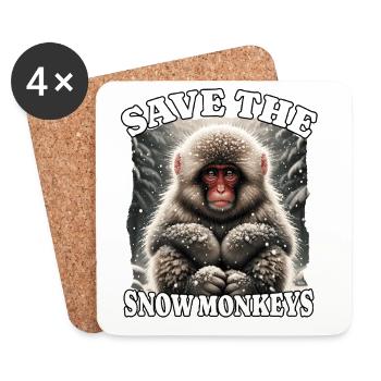 Schneeaffe Save Snow Monkey - Untersetzer (4er-Set) - Weiß - Vorne