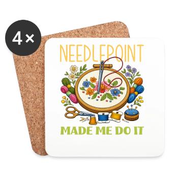 Funny needlepoint craft hobby - Coasters (set of 4) - white - Front