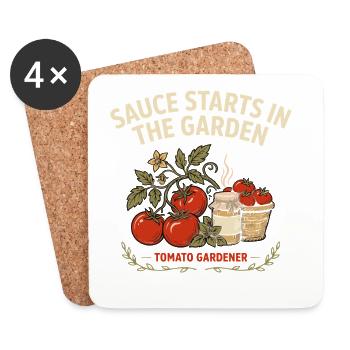 Tomatenfreunde Garten Sauce - Untersetzer (4er-Set) - Weiß - Vorne