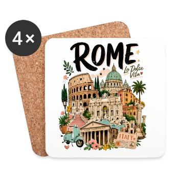 Rome la Dolce Vita Design - Coasters (set of 4) - white - Front