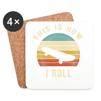 Retro-Skateboard-Liebhaber-Geschenk So rolle ich - Untersetzer (4er-Set) - Weiß - Vorne