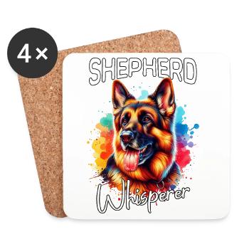 Deutscher Schäferhund Flüsterer - Untersetzer (4er-Set) - Weiß - Vorne