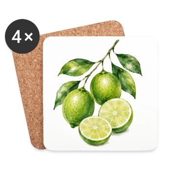 Limetten Aquarell Frische - Untersetzer (4er-Set) - Weiß - Vorne
