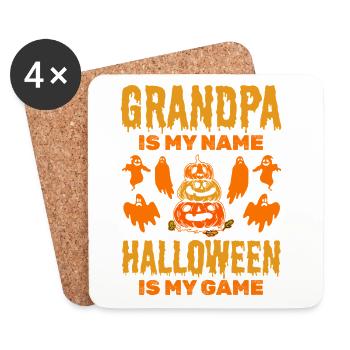 Halloween Grandpa is my Name Halloween is my Game - Untersetzer (4er-Set) - Weiß - Vorne