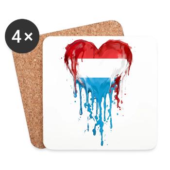Luxembourg Herzflagge Tropfen BlauRotWeiß - Untersetzer (4er-Set) - Weiß - Vorne