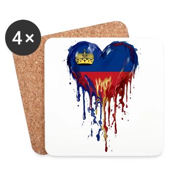 Liechtenstein Venezuela Flaggenherz Tropfenkunst - Untersetzer (4er-Set) - Weiß - Vorne