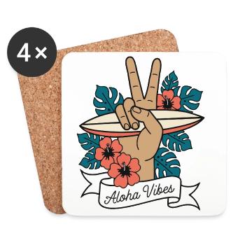 Aloha Vibes Surfen Peace Hand Hawaii - Untersetzer (4er-Set) - Weiß - Vorne