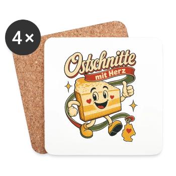 Ostschnitte mit Herz, Ossi Frauen, DDR Ostdeutschl - Coasters (set of 4) - white - Front