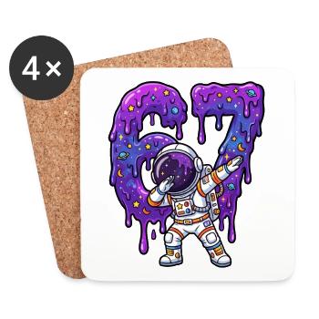 67 Dabbing Astronaut Six Seven Meme Brainrot Junge - Untersetzer (4er-Set) - Weiß - Vorne