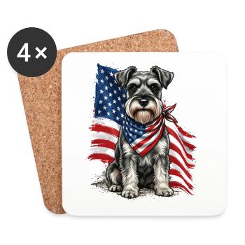 Patriotic Schnauzer Stars Stripes Dog Pride - Coasters (set of 4) - white - Front